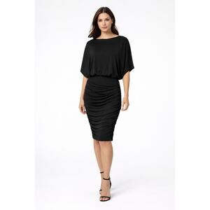 Aiden by Aidan Mattox Black Ruched Blouson Cocktail Dress Size 0
